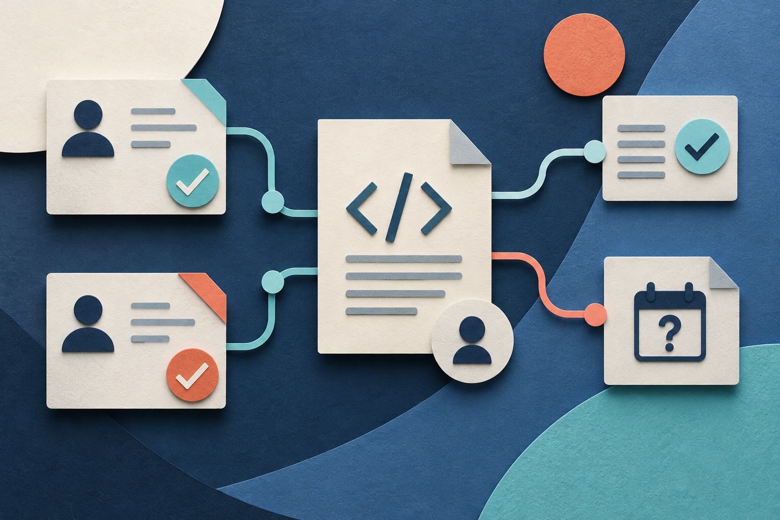 Job records connect through a code document to stable item cards.
